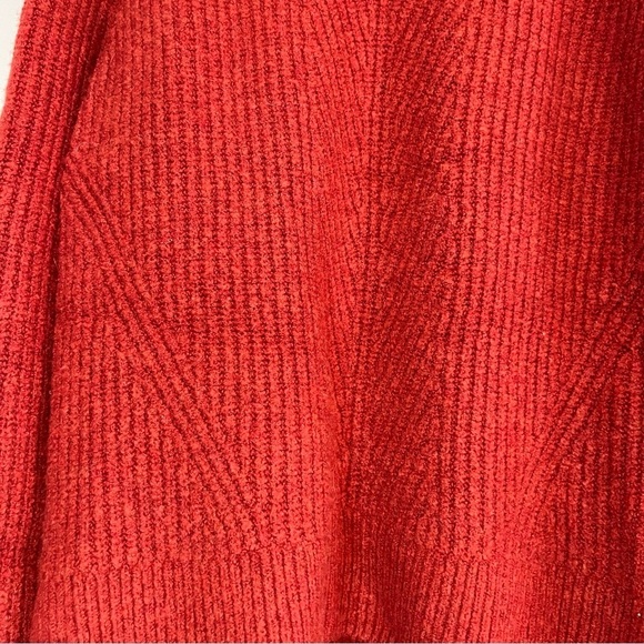 Madewell Womens Rust Red Wool Blend Ribbed Chunky Knit Turtleneck Sweater Sz M - Picture 8 of 15